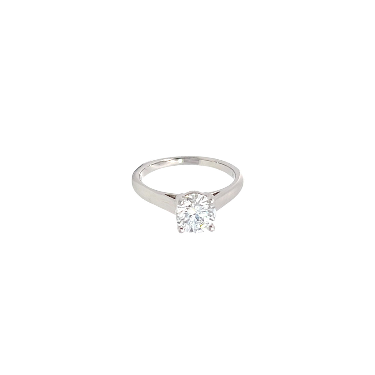 14K White Gold Lab Grown Solitaire Diamond Ring with Cathedral Setting