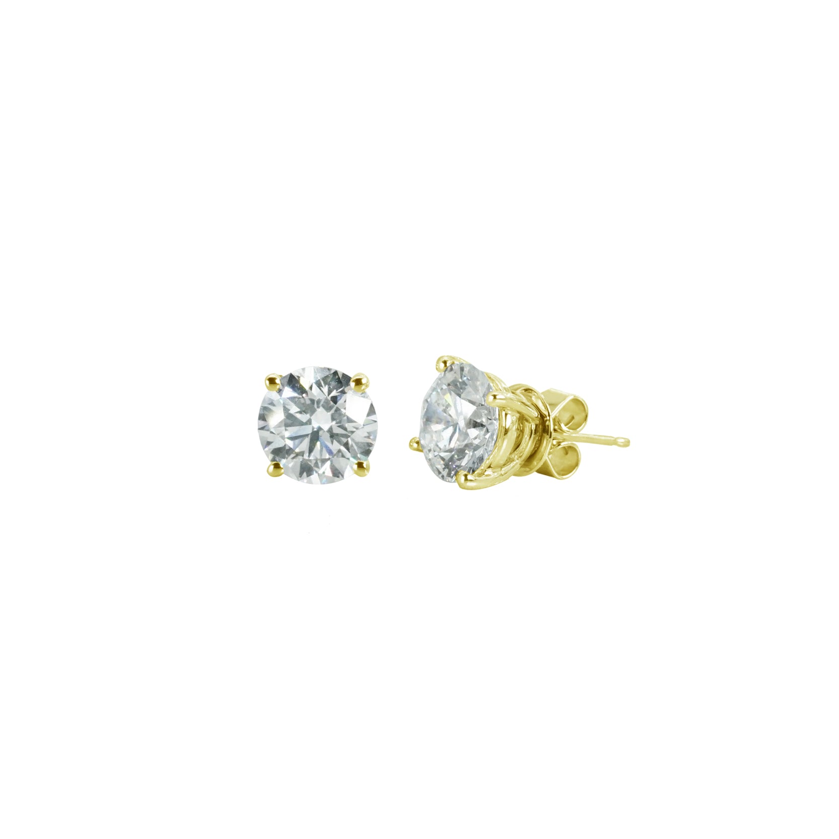 14K Yellow Gold Classic Round Stud Earrings with Lab Grown Diamonds