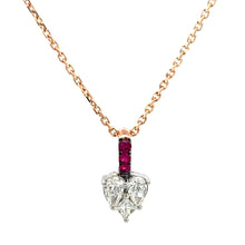 Load image into Gallery viewer, Diamond &amp; Ruby Heart Pendant with Chain Necklace
