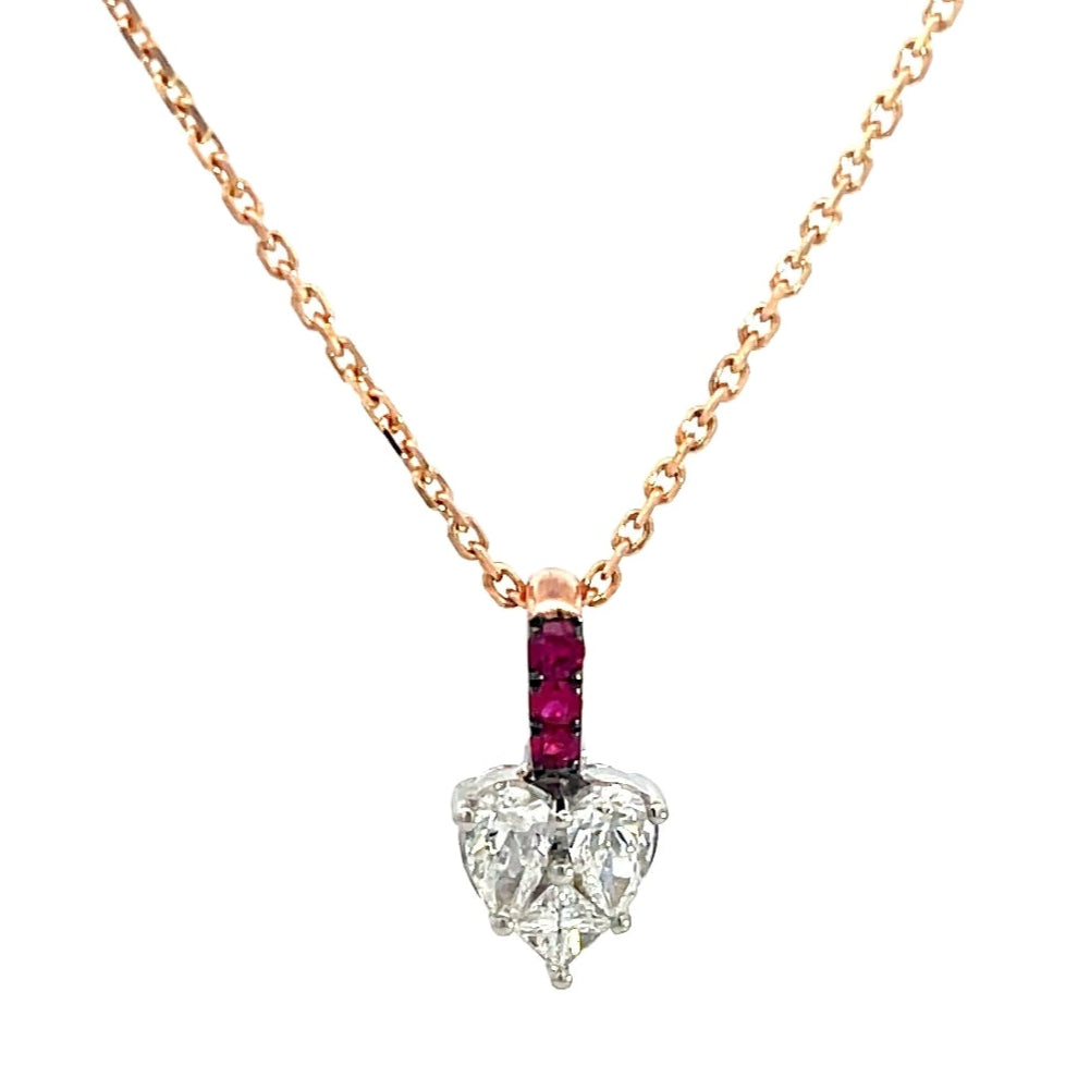 Diamond & Ruby Heart Pendant with Chain Necklace