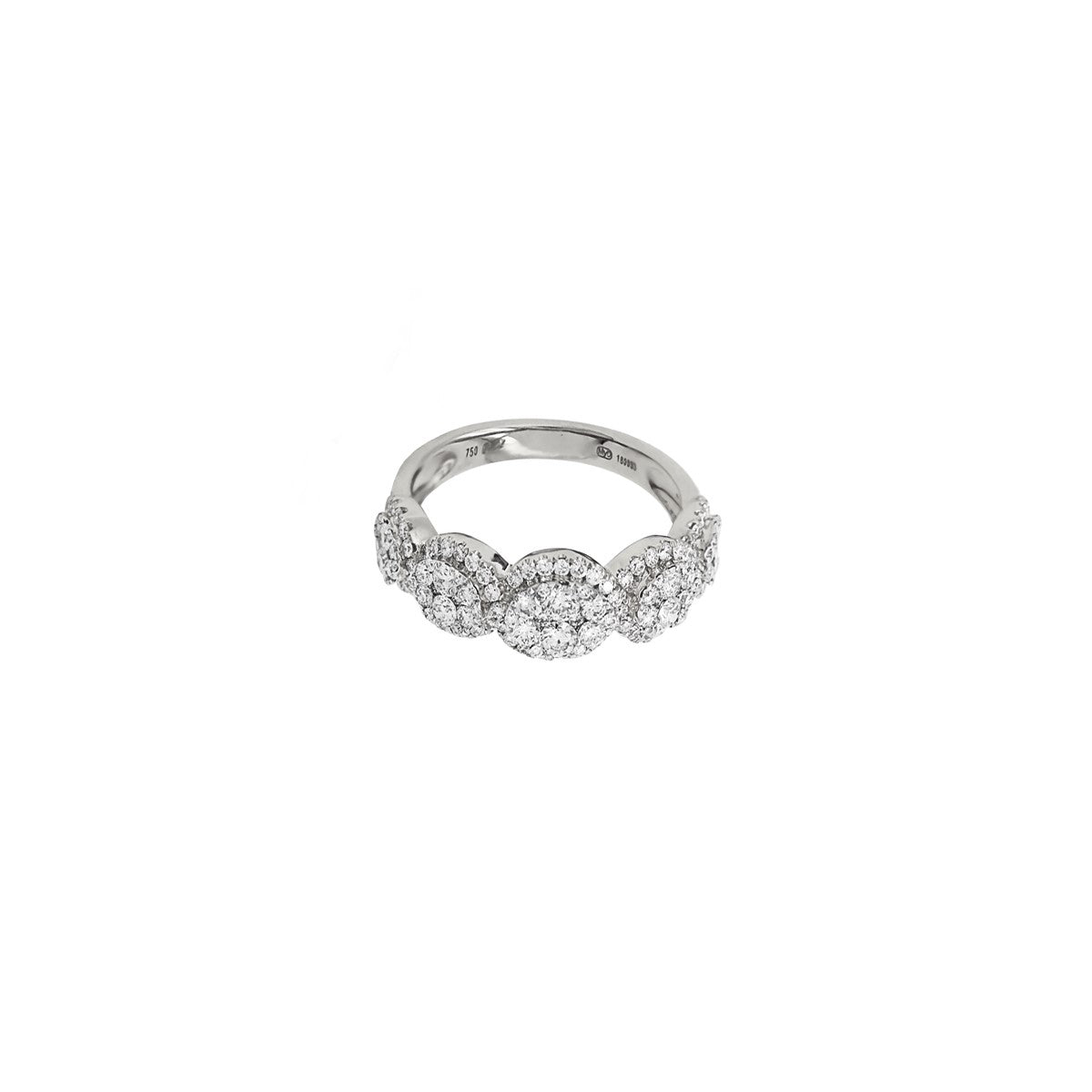 14K White Gold Half Eternity Oval-Shaped Illusion Ring with 146 Diamonds