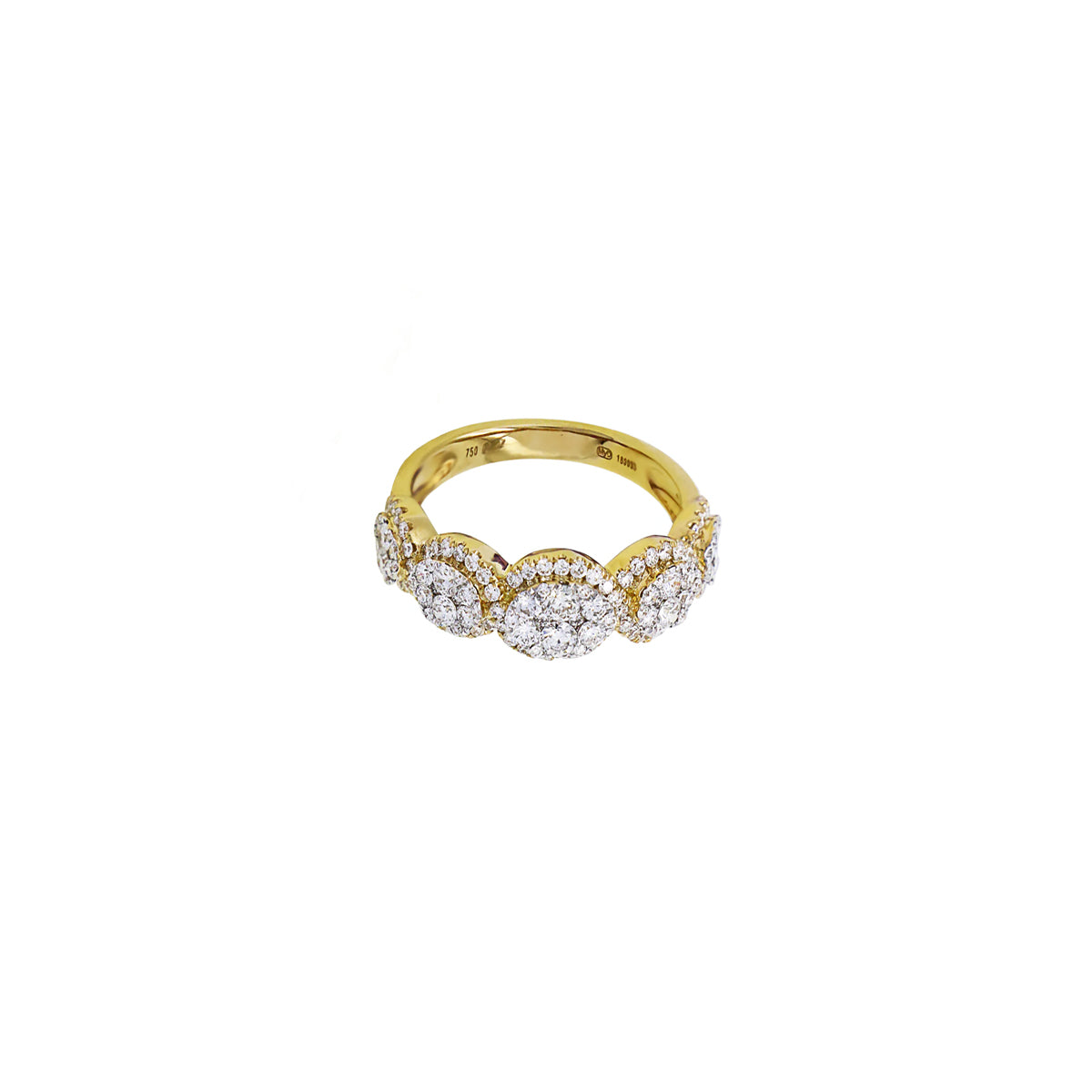 14K Yellow Gold Half Eternity Oval-Shaped Illusion Ring with 146 Diamonds