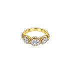 14K Yellow Gold Half Eternity Oval-Shaped Illusion Ring with 146 Diamonds