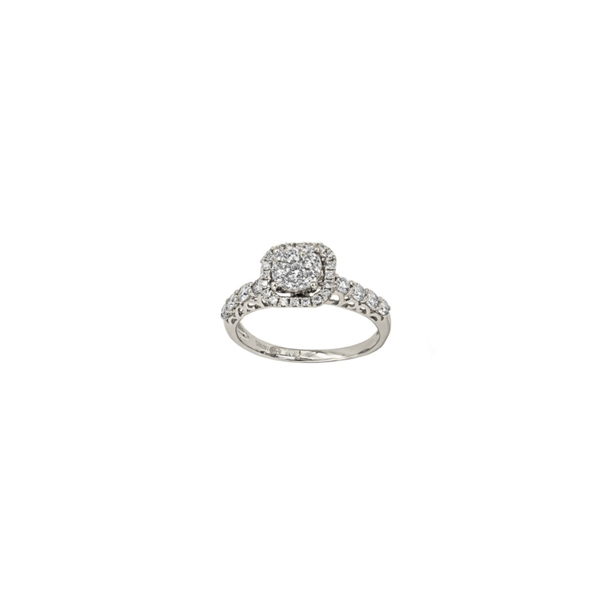 14K White Gold Cushion-Shaped Illusion Setting Halo Ring