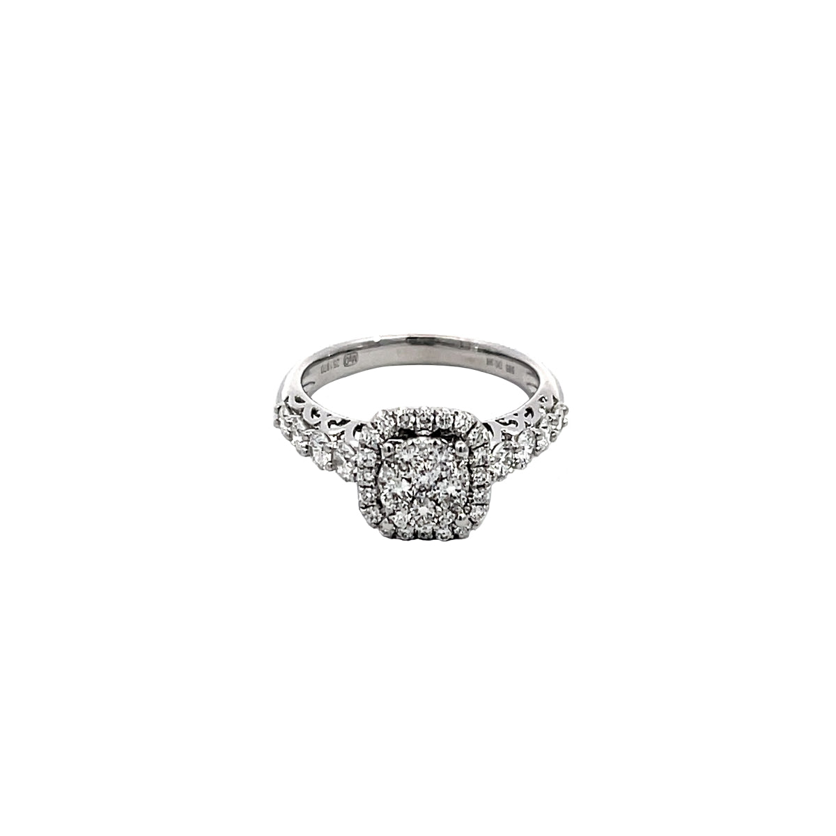 14K White Gold Cushion-Shaped Illusion Setting Halo Ring
