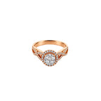 14K Rose Gold Halo Twist Illusion Ring with 71 Diamonds