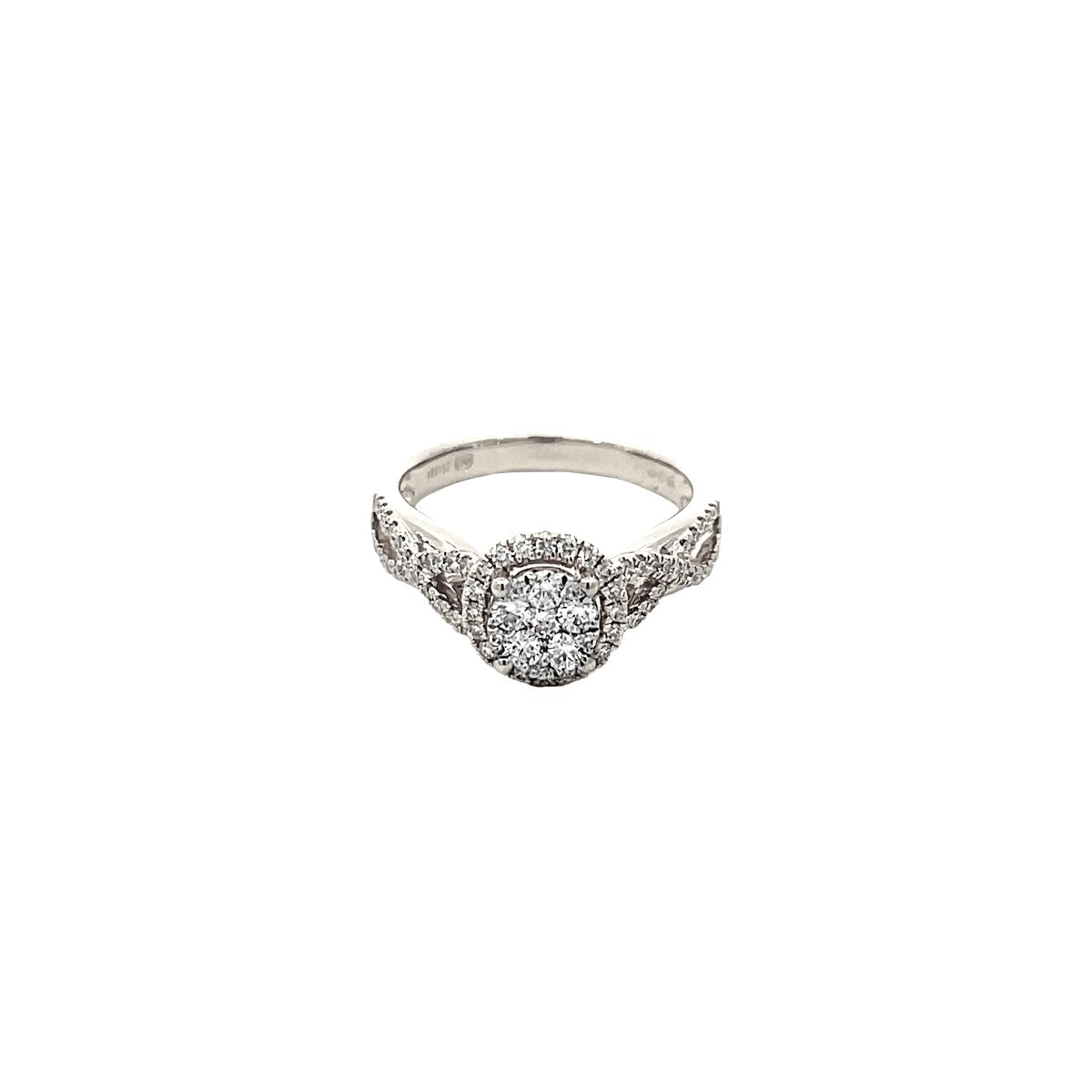 14K White Gold Halo Twist Illusion Ring with 71 Diamonds