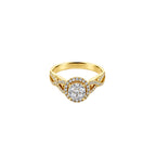 14K Yellow Gold Halo Twist Illusion Ring with 71 Diamonds