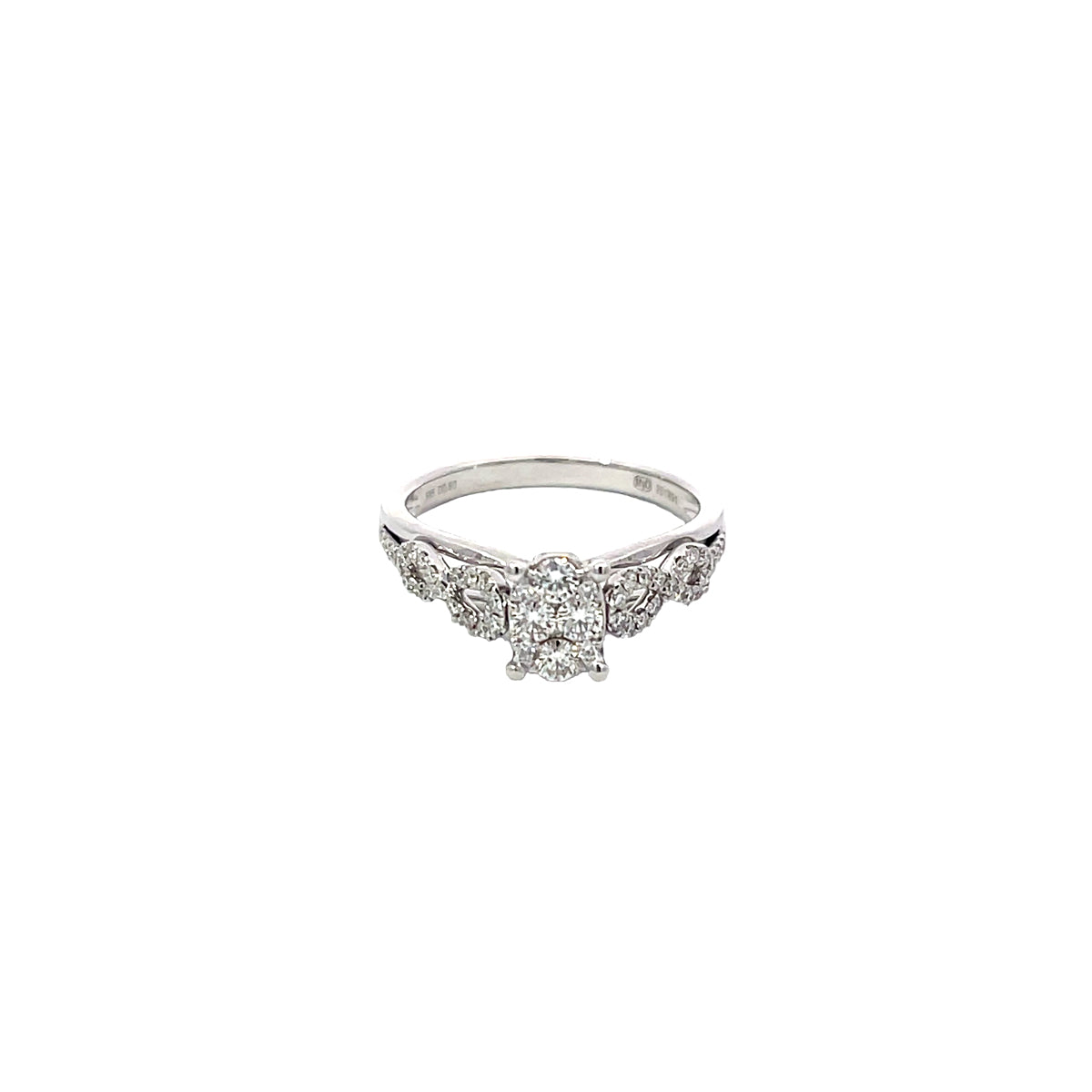 14K White Gold Oval Illusion Infinity Ring