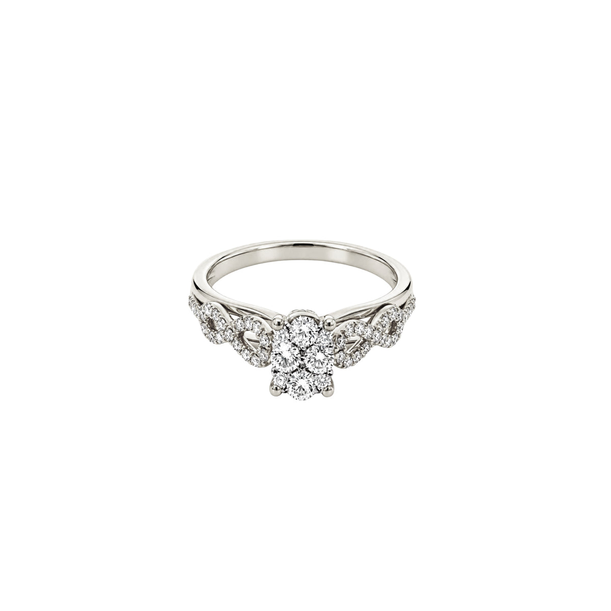 14K White Gold Oval Illusion Infinity Ring