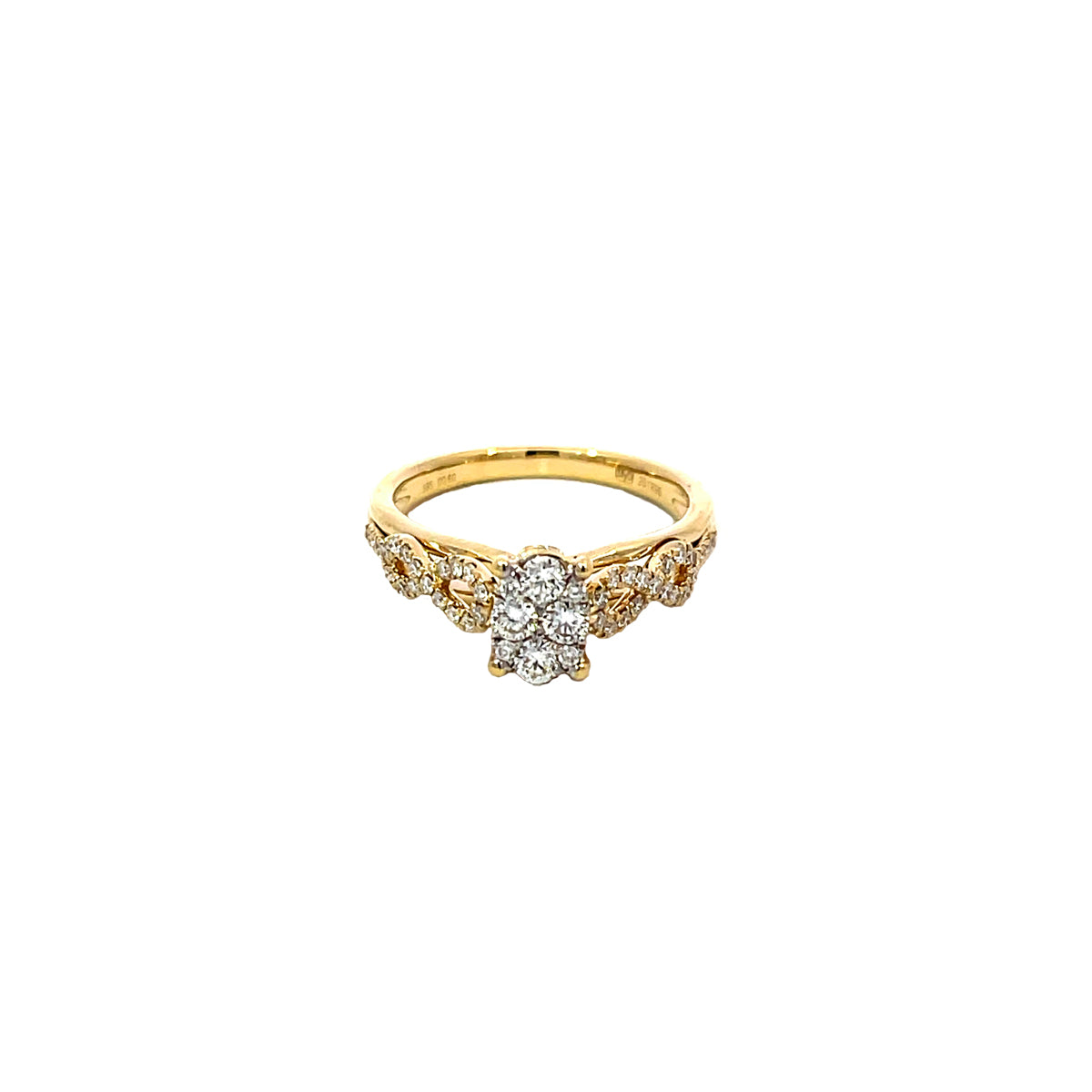 14K Yellow Gold Oval Illusion Infinity Ring
