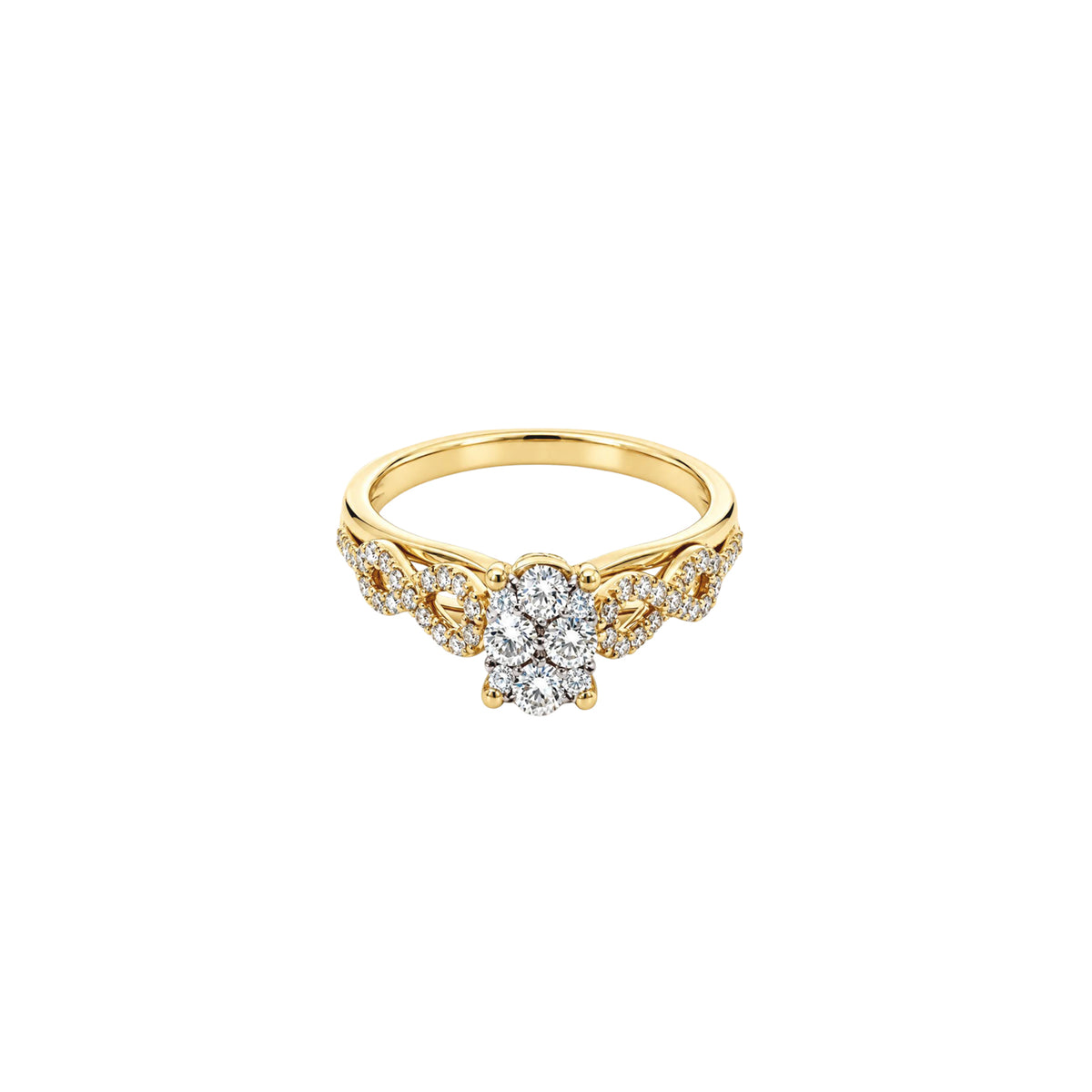 14K Yellow Gold Oval Illusion Infinity Ring