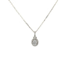 14K White Gold Oval-Shaped Halo Illusion Pendant