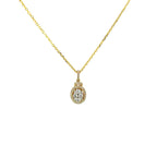 14K Yellow Gold Oval-Shaped Halo Illusion Pendant