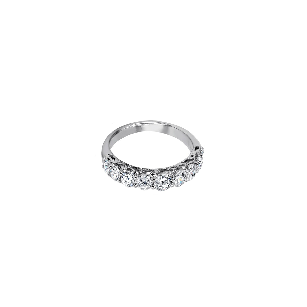 14K White Gold Half Eternity Ring with 9 Diamonds