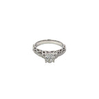14K White Gold Illusion ring with Filigree detailing and pavé-set diamonds