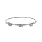 18K White Gold Cushion Bangle with 129 Diamonds