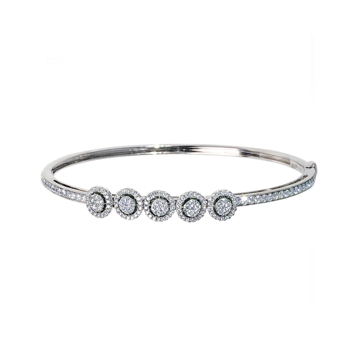 14K White Gold Halo Slides Bangle with 174 Diamonds