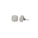 14K White Gold Art Deco-Inspired Cushion Illusion Diamond Stud Earrings