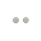 14K White Gold Floral Ornamental Cluster Stud Earrings with 46 Diamonds