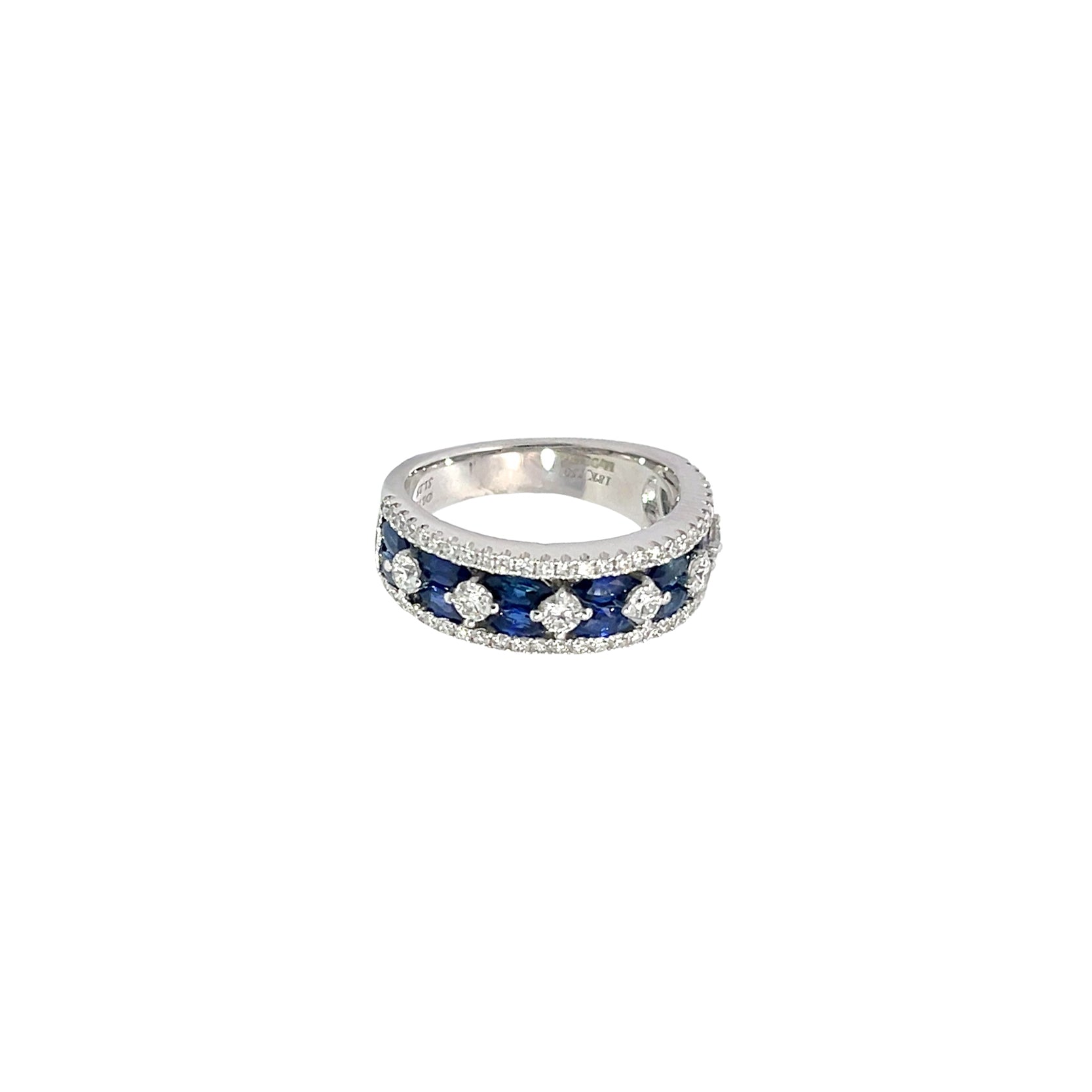 18K White Gold Interwoven Sapphire & Diamond Pavé Ring