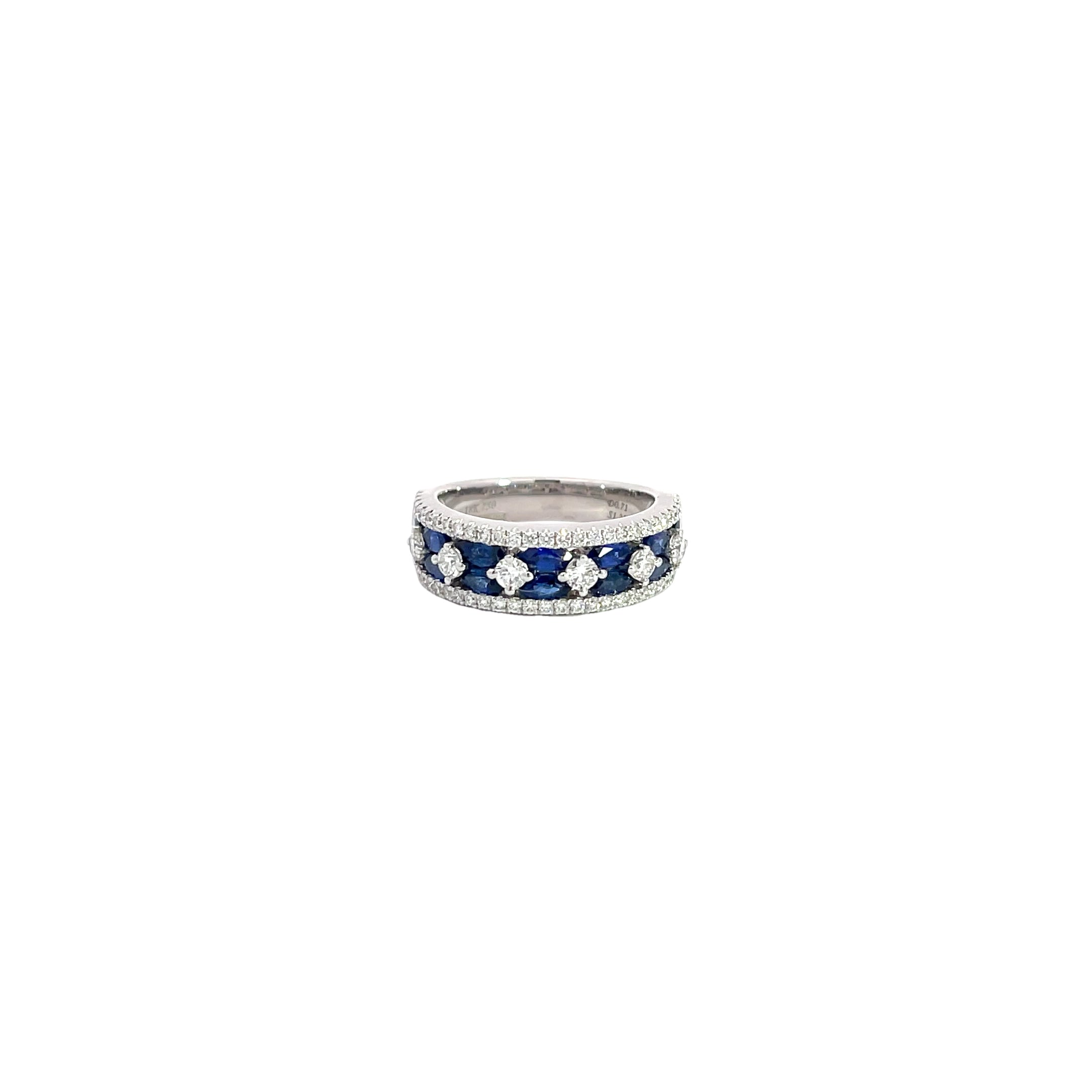 18K White Gold Interwoven Sapphire & Diamond Pavé Ring