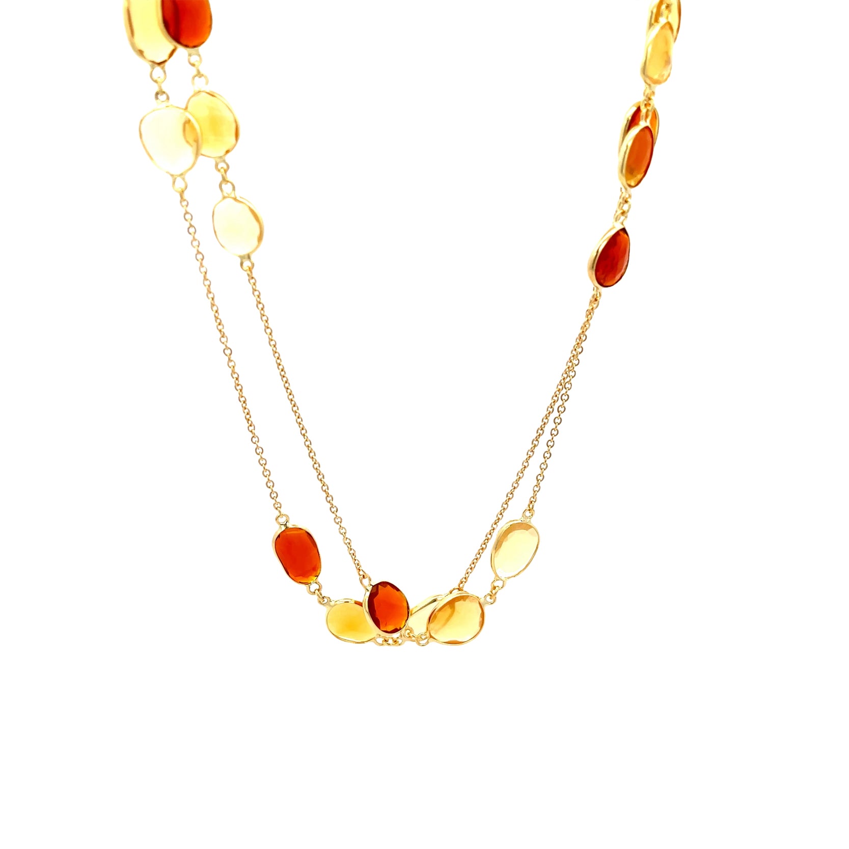 18K Yellow Gold Fire Opal Station Necklace