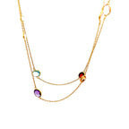 18K Yellow Gold Rose Quartz and Amethyst Station Necklace