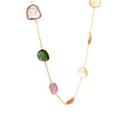 18K Yellow Gold Station Necklace with 9 Fancy Sapphires