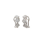 14K White Gold Clover Style Latch Back Earrings with 30 Diamonds