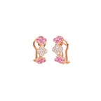 14K Rose Gold Clover Style Latch Back Earrings with 20 Pink Sapphires and 10 Diamonds