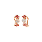 14K Rose Gold Clover Style Latch Back Earrings with 20 Rubies and 10 Diamonds
