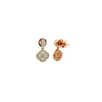 14K Rose Gold Diamond Clover Drop Earrings