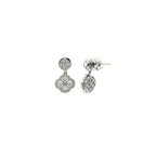 14K White Gold Diamond Clover Drop Earrings