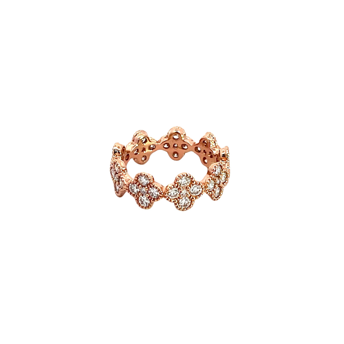Floral 14K Rose Gold Diamond Eternity Ring