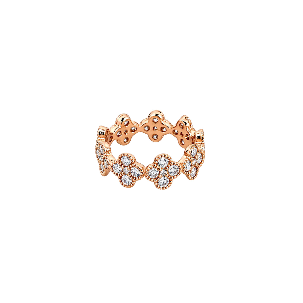 Floral 14K Rose Gold Diamond Eternity Ring