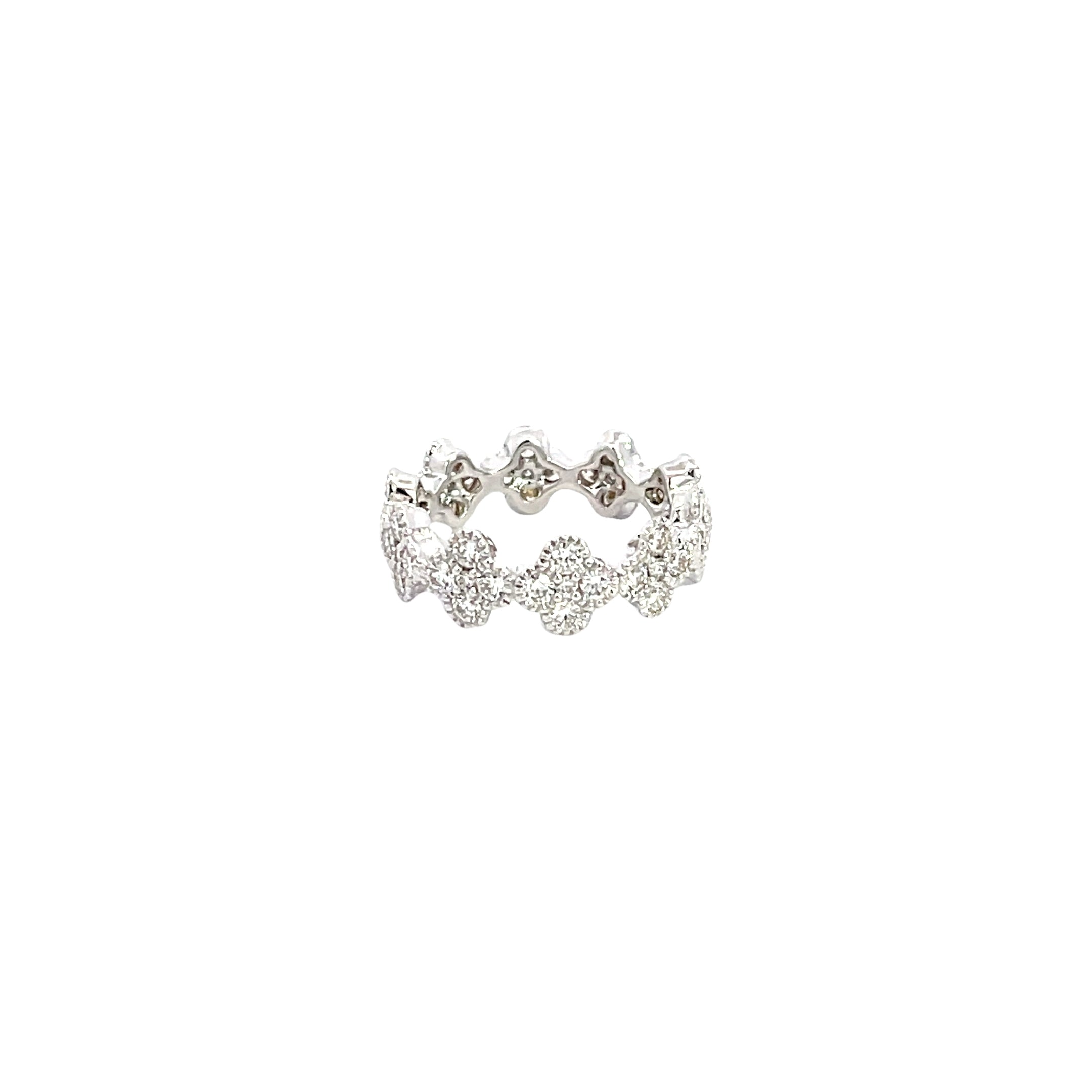 Floral 14K White Gold Diamond Eternity Ring