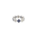 Floral 14K White Gold Sapphire and Diamond Eternity Ring
