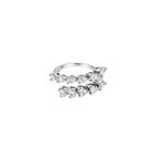 14K White Gold Spiral Ring with Pear and Heart-Shaped Diamonds