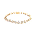 14K Yellow Gold Diamond Clover Cluster Tennis Bracelet