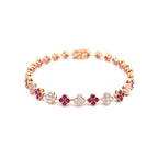 14K Rose Gold Diamond and Ruby Clover Cluster Tennis Bracelet