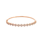 14K Rose Gold Diamond Clover Cluster Bangle Bracelet with 75 Diamonds