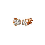 14K Rose Gold Diamond Clover Cluster Stud Earrings with Milgrain Detailing