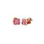 14K Rose Gold Pink Sapphire Clover Studs with Milgrain Detailing
