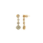 14K Yellow Gold Tiered Diamond Clover Drop Earrings