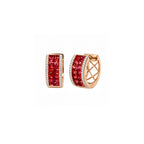 14K Rose Gold Wide-Set Ruby and Diamond Hinged Hoop Earrings