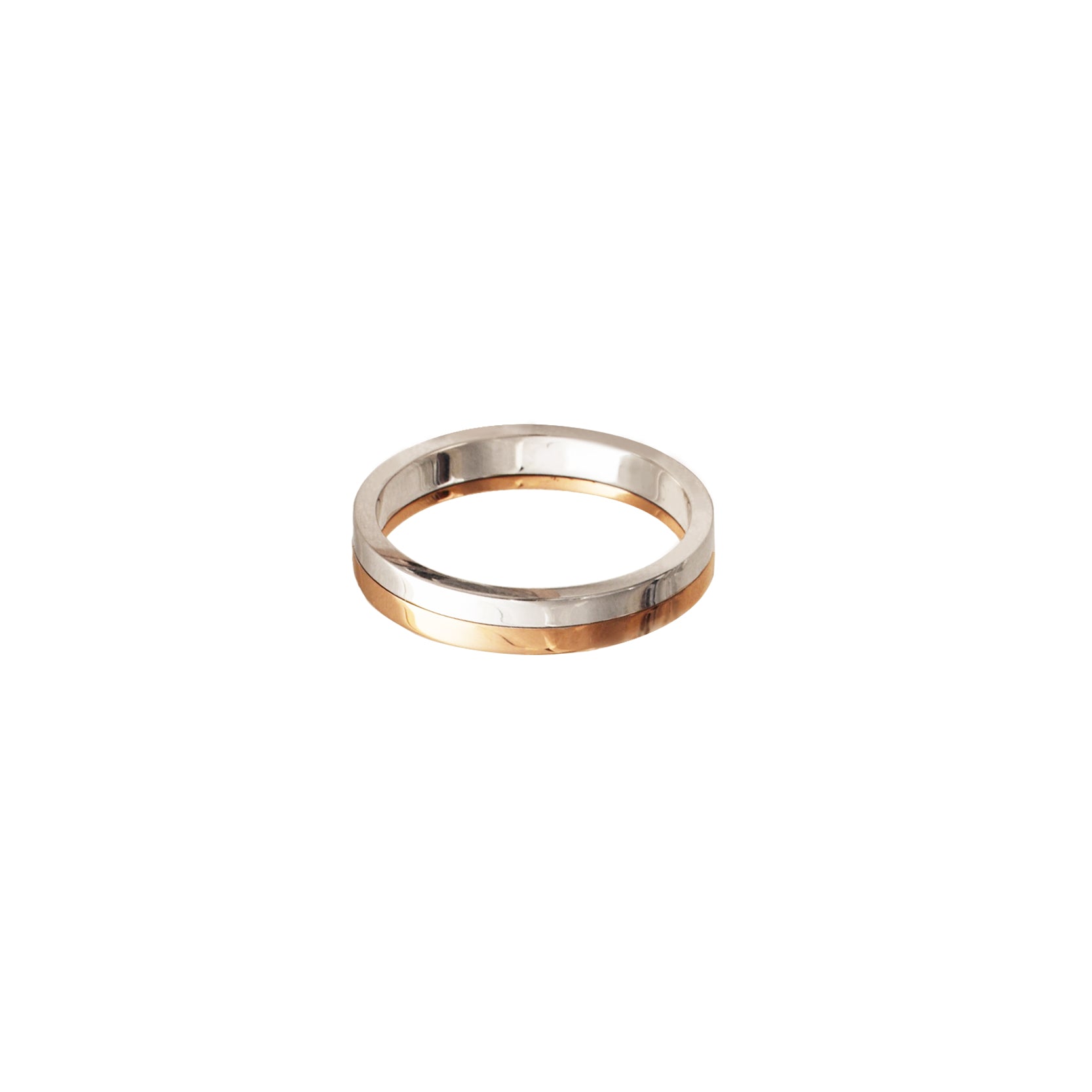 14K White Rose Gold Double Band Wedding Ring
