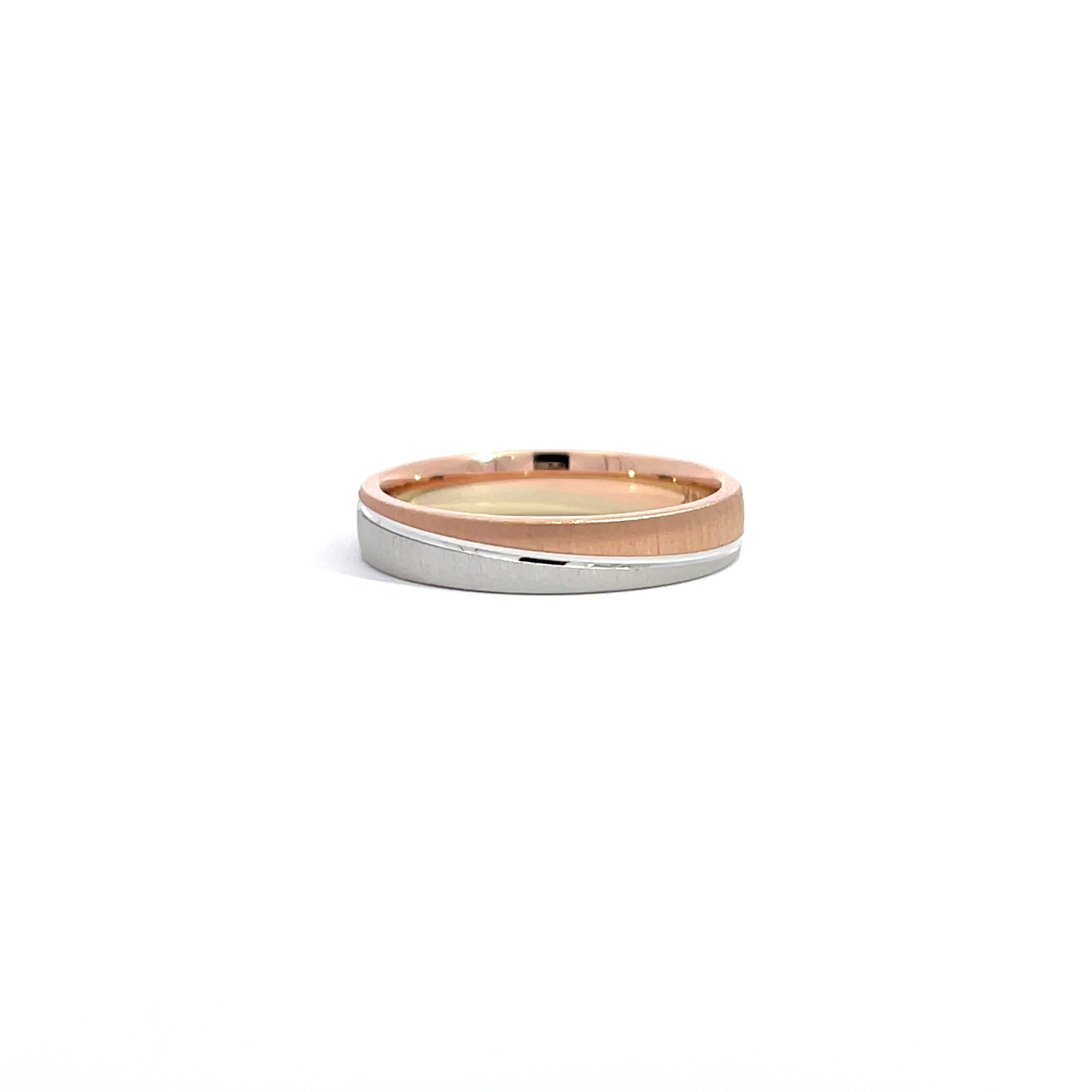 14K White Rose Gold Asymmetrical Wedding Band