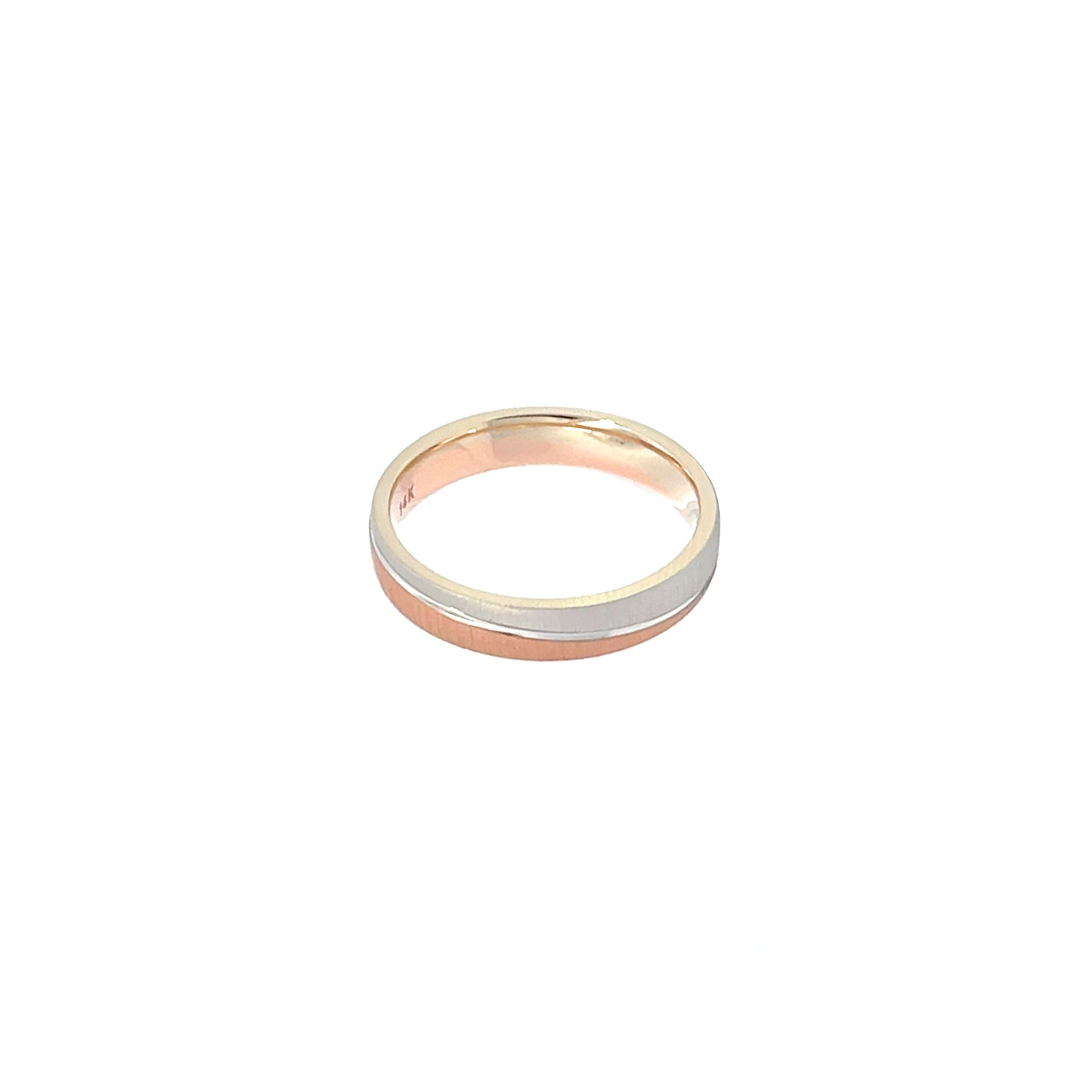 14K White Rose Gold Asymmetrical Wedding Band