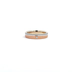 14K White Rose Gold Asymmetrical Wedding Band with 1 Diamond